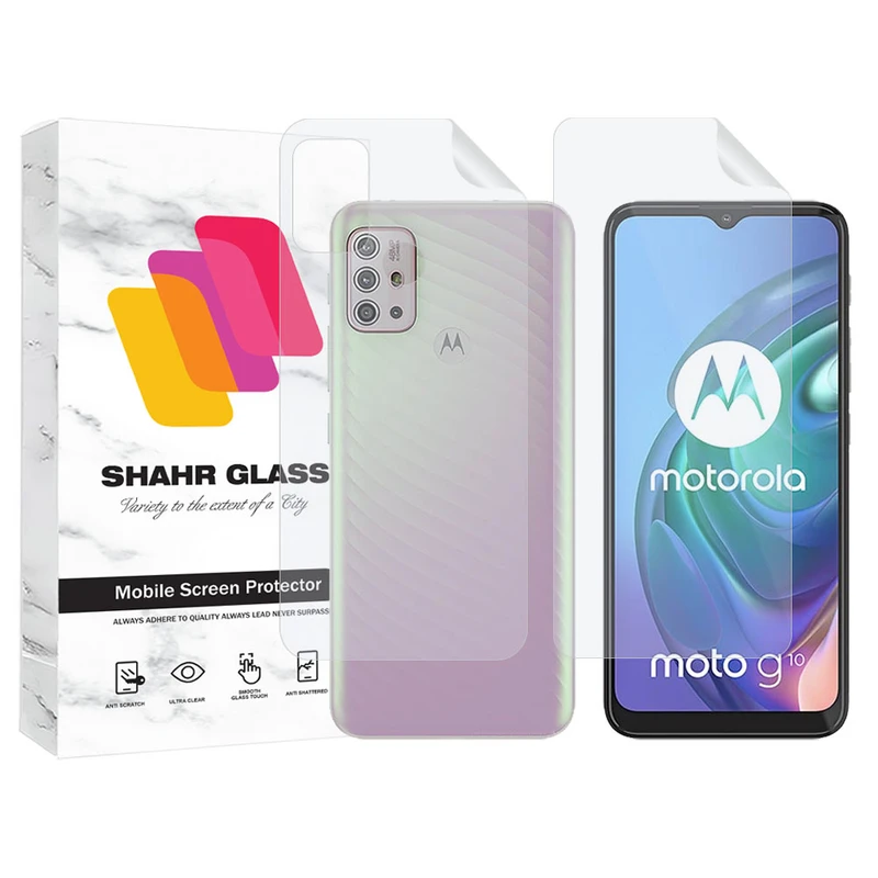 محافظ صفحه نمایش شهر گلس مدل MTNANFBSH مناسب برای گوشی موبایل موتورولا Moto G10 به همراه محافظ پشت گوشی