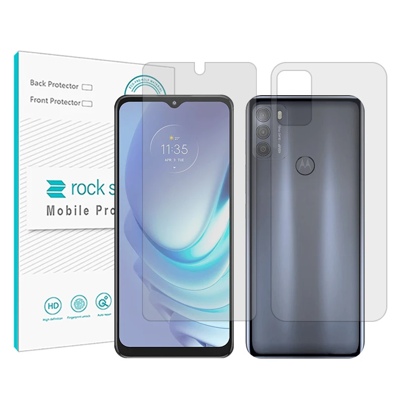 محافظ صفحه نمایش شفاف راک اسپیس مدل HyGEL مناسب برای گوشی موبایل موتورولا Moto G50 به همراه محافظ پشت گوشی