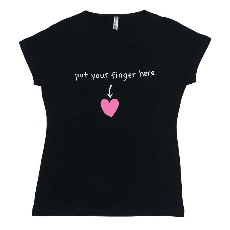 تی شرت آستین کوتاه زنانه هیس طرح Put your finger here