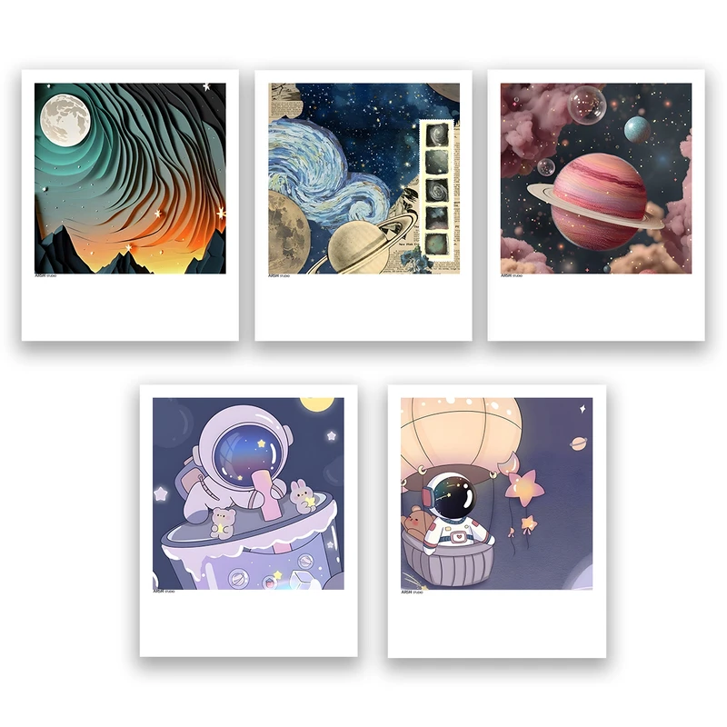 آویز تزیینی عرش مدل فانتزی فضا و کهکشان کد Asa891 مجموعه پنج عددی