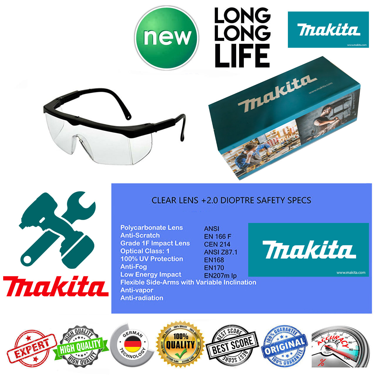 عینک ایمنی مدل کلاسیک  EN168 شفاف