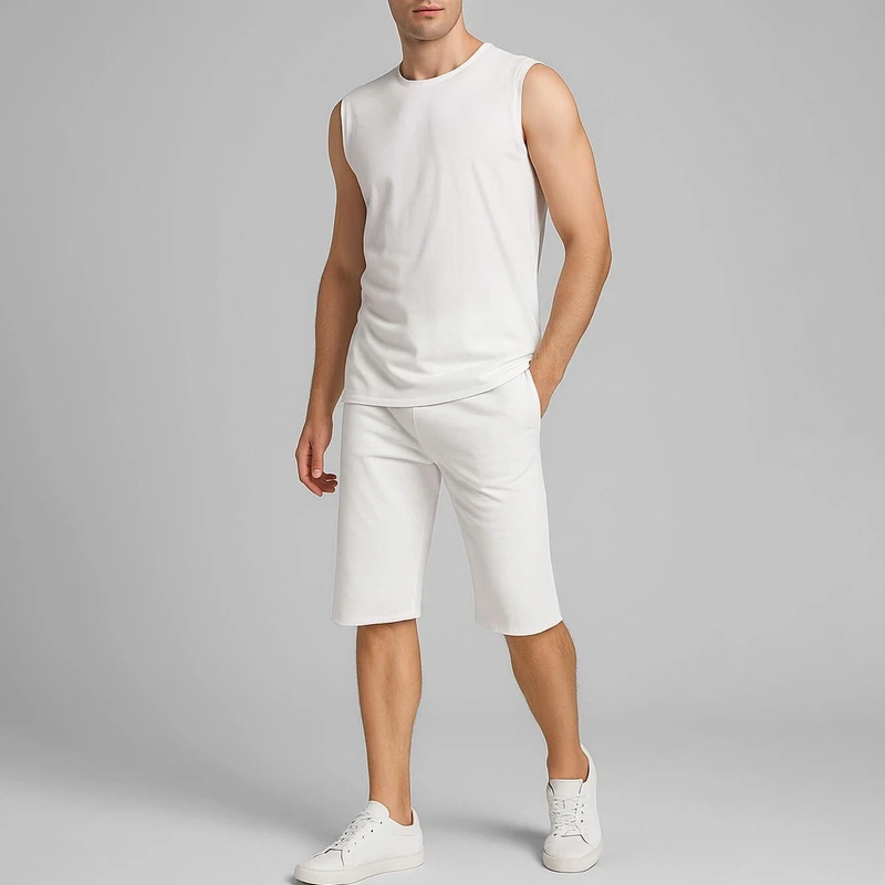 ست تاپ و شلوارک مردانه مدل ساده کد 1564