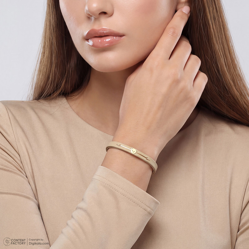 دستبند طلا 18 عیار زنانه با بند چرمی وی گالری مدل AMG3541 خرس تدی