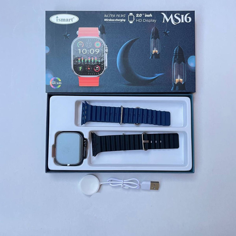 ساعت هوشمند 49 میلیمتری آی اسمارت مدل MS16 با دو بند سیلیکونی