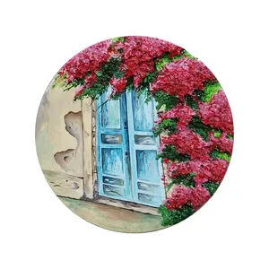 بشقاب دیوارکوب سفالی مدل برجسته طرح درب سنتی