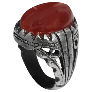 انگشتر نقره مردانه مدل عقیقی یمنی AY2015