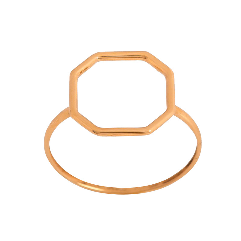 انگشتر طلا 18 عیار زنانه هومن گلد مدل مینیمال 6 ضلعی R804 سایز 54