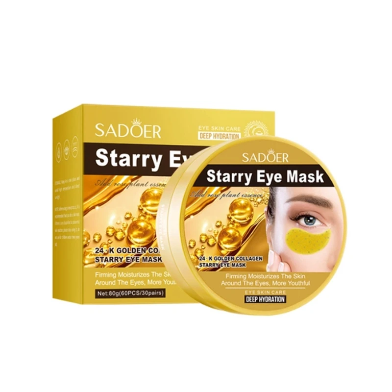 ماسک زیر چشم سادور مدل کلاژن و طلا مناسب برای انواع پوست وزن 80 گرم بسته 60 عددی
