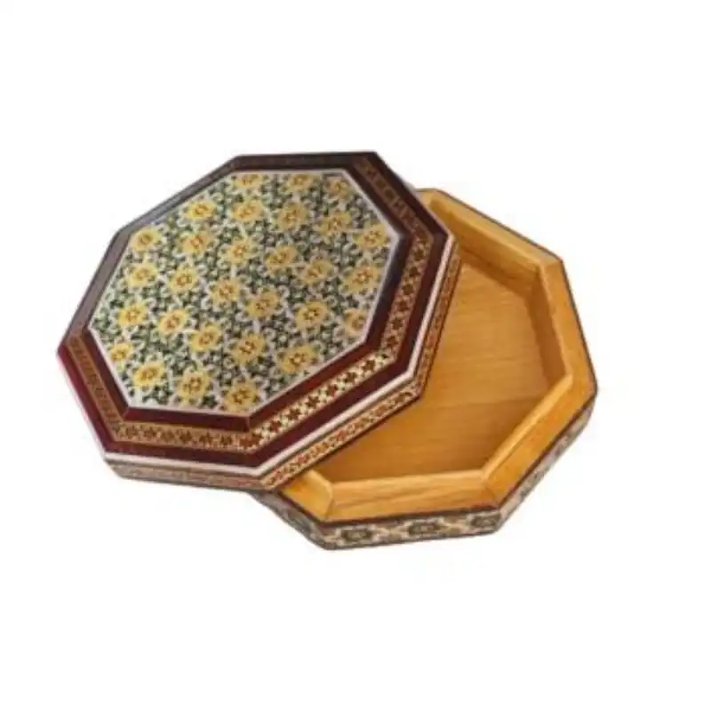 جعبه جواهرات خاتم کاری مدل 6 ضلعی