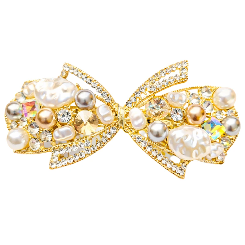 گیره مو زنانه مدل فرانسوی پاپیون و مرجان نگینی