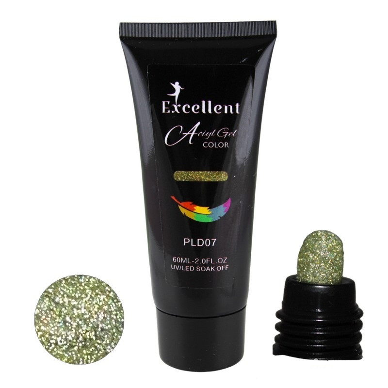 پلی ژل کاشت ناخن اکسلنت مدل دیسکو شماره PLD07 حجم 60 میلی لیتر