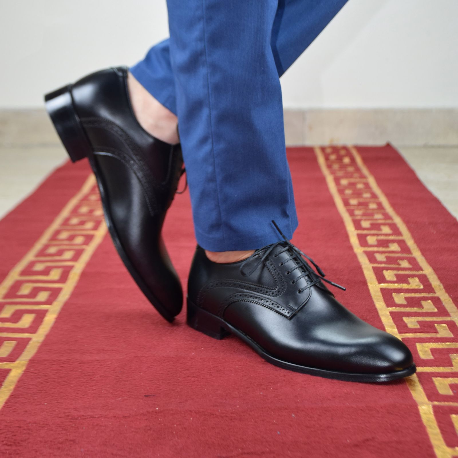 کفش مردانه کرمانی مدل تمام چرم دستدوز طبیعی کد 1074 رنگ مشکی -  - 4