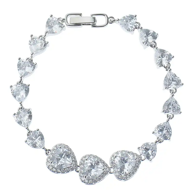 دستبند زنانه مدل زنجیری مجلسی مدل قلب جواهری کد 458745