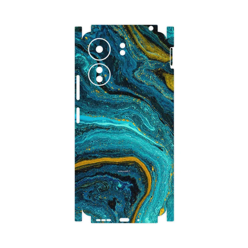 برچسب پوششی ماهوت مدل Turquoise marblewith golden streaks-FullSkin مناسب برای گوشی موبایل شیائومی Poco C65
