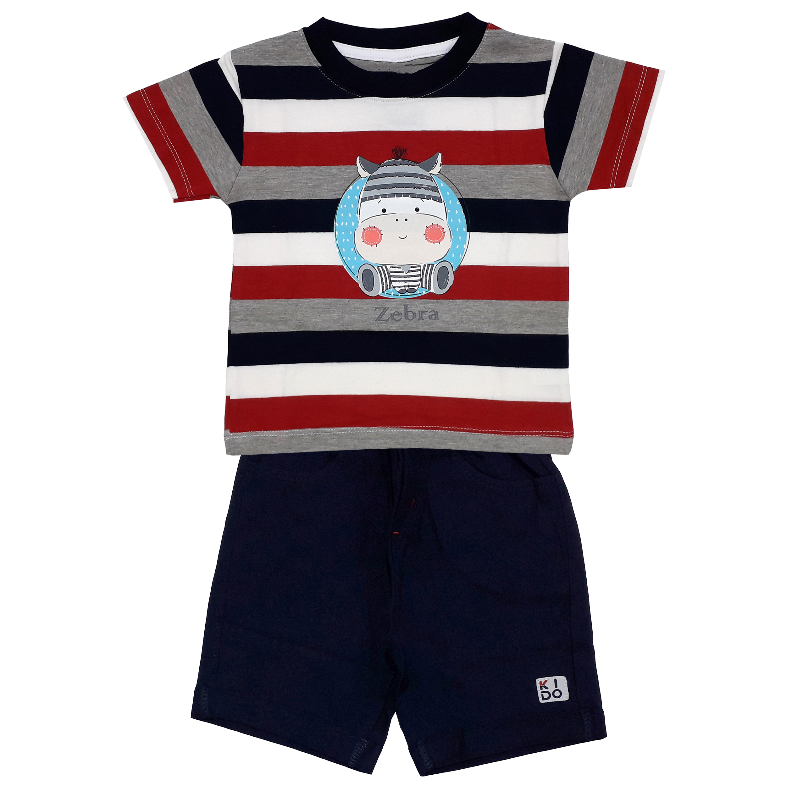 ست تی شرت و شلوارک پسرانه مدل Zebra کد 3378