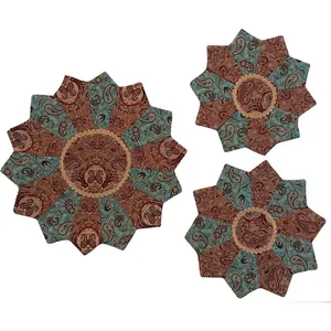 ست 3 تکه رومیزی ترمه مدل ستاره کد TRSETASA19