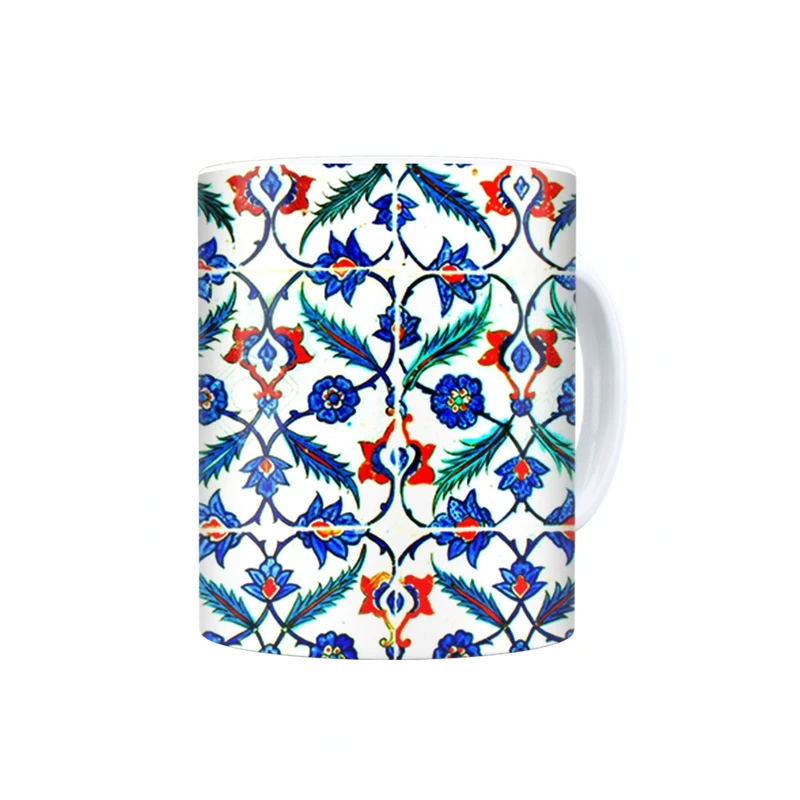 ماگ ترمه طراحان ایده مدل کاشی با نقش گل و بوته کد cfp1288