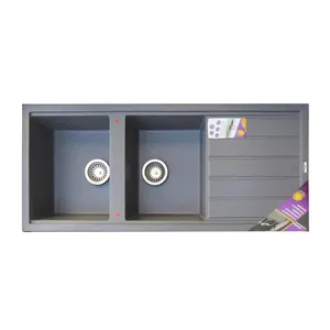 سینک ظرفشویی گرانیت توکار دو لگنه پارادایز مدل Deniz-206-Tos