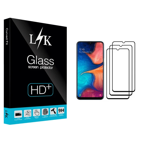 محافظ صفحه نمایش ال کی مدل Hard glass مناسب برای گوشی موبایل سامسونگ Galaxy A20 بسته سه عددی