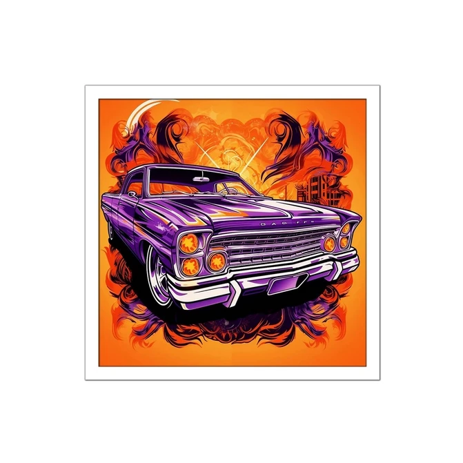 تابلو نوری بکلیت طرح نقاشی ماشین قدیمی و کلاسیک مدل W-MID-16132