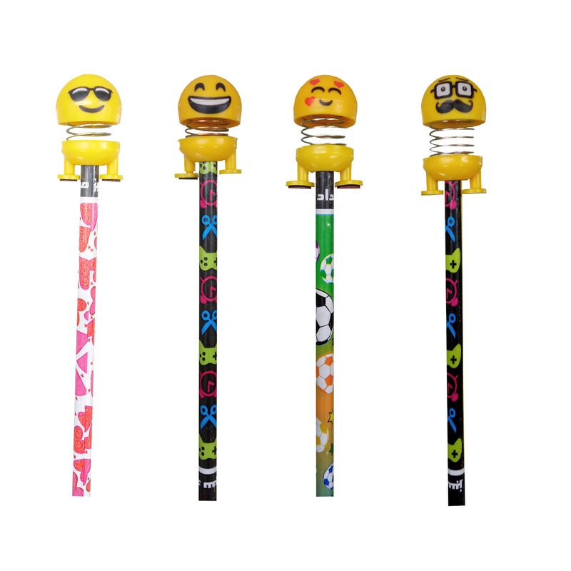 مداد مشکی مدل 4emoji مجموعه 4 عددی به همراه سر مدادی