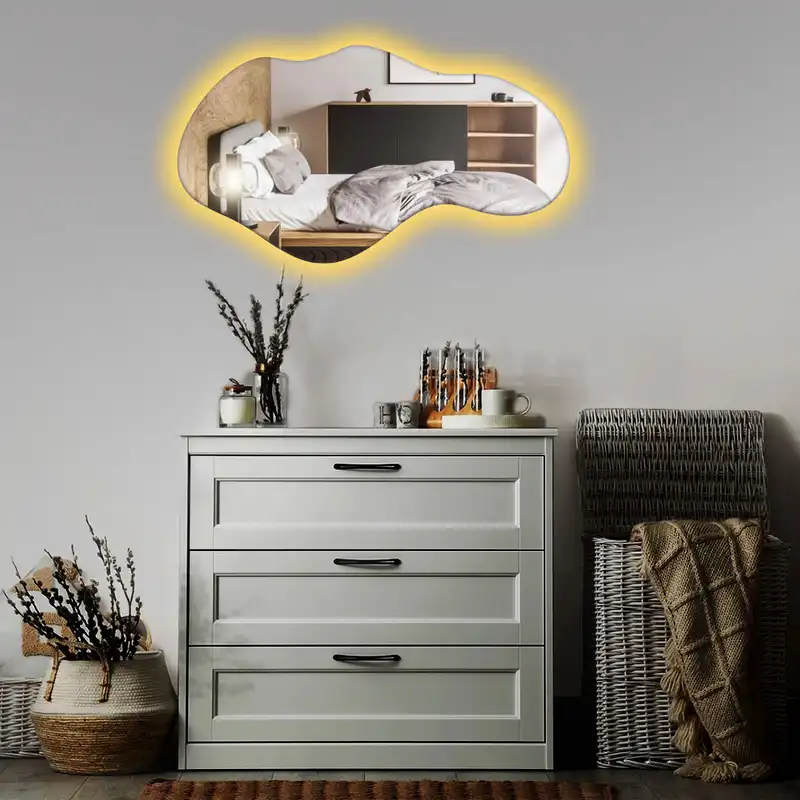 آینه تجسم طرح دفرمه بک لایت مدل پریناز