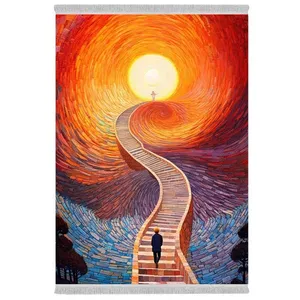 فرش پارچه‌ای دفه مدل فرشینه شانل مخمل طرح فانتزی کد 7223