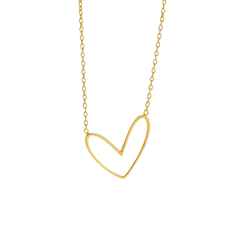 گردنبند طلا 18 عیار زنانه با طرح حلقه‌ای (فلامینگو) گالری قو طلایی مدل قلب فرماتیک