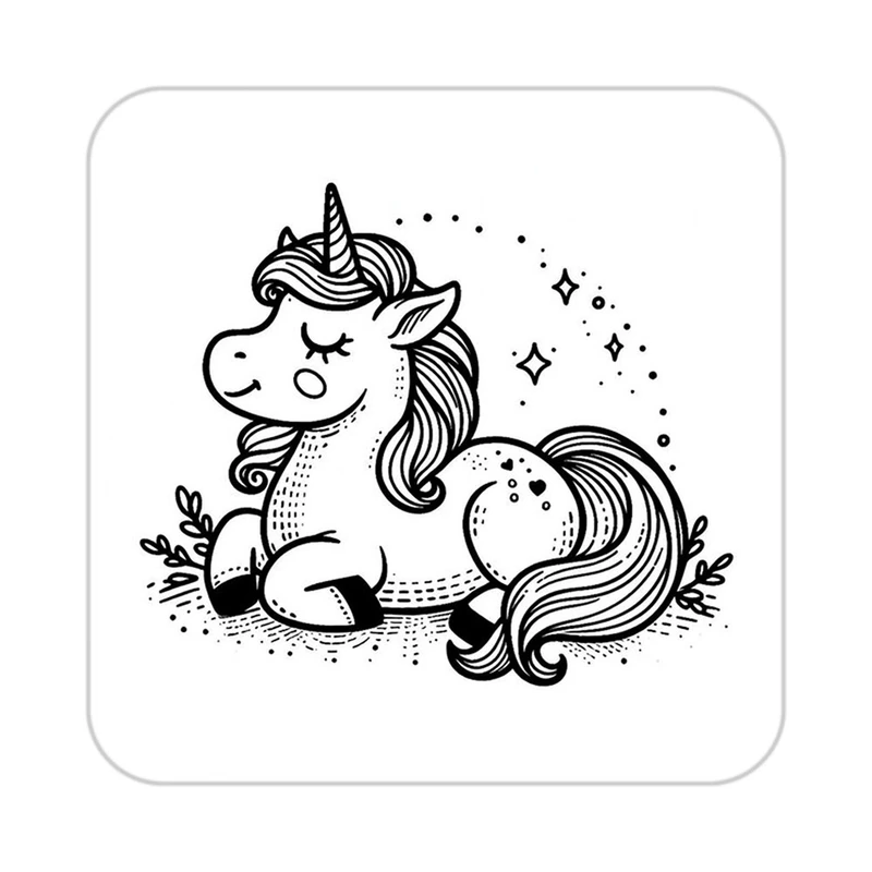 زیر لیوانی کاکتی طرح اسب تک شاخ و یونیکورن مدل mp31387