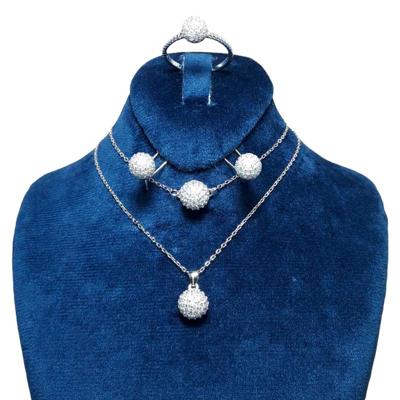 ست نقره زنانه مدل توپی کد 87