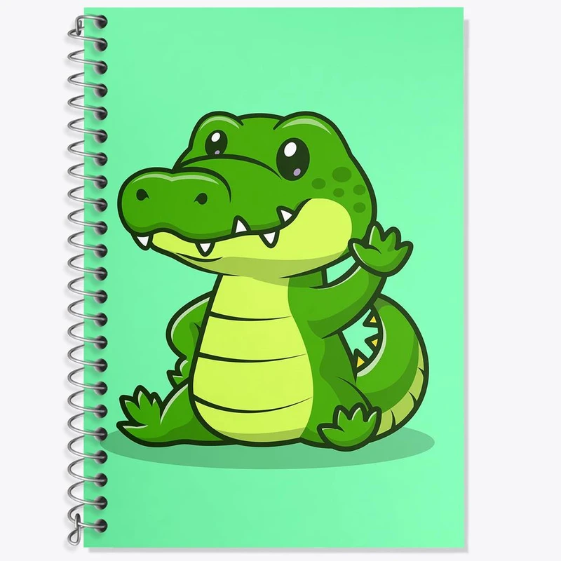 دفتر زبان 50 برگ خندالو مدل دو خط طرح حیوانات بامزه تمساح کد 25417