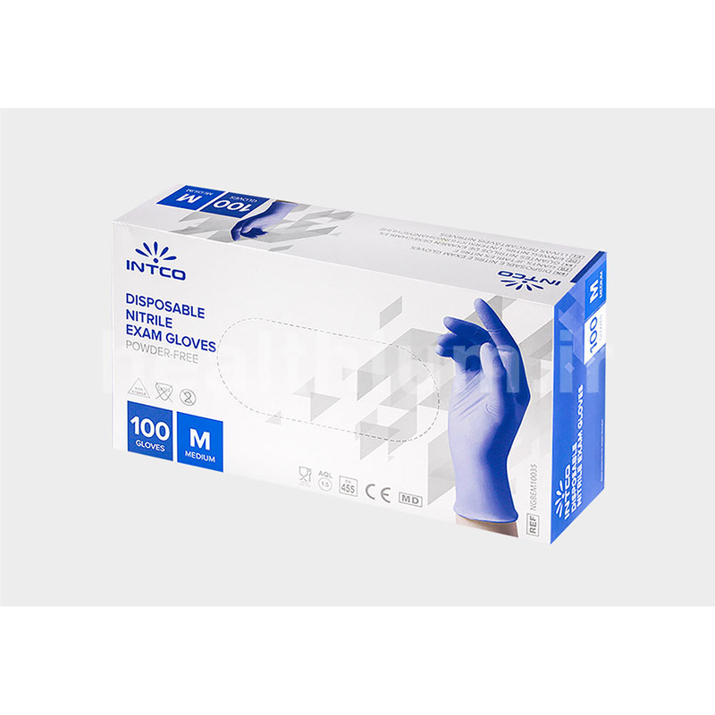 دستکش نیتریل اینتکو مدل 01 سایز مدیوم بسته 100 عددی