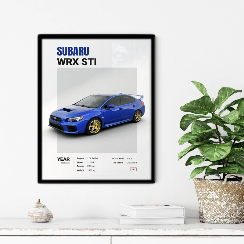 تابلو آتریسا طرح ماشین SUBARU مدل ATC47 فریم مشکی