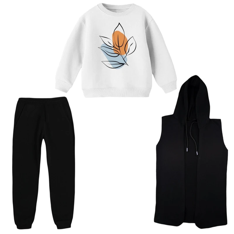 ست 3 تکه لباس راحتی بچگانه مدل مینیمال کد 2