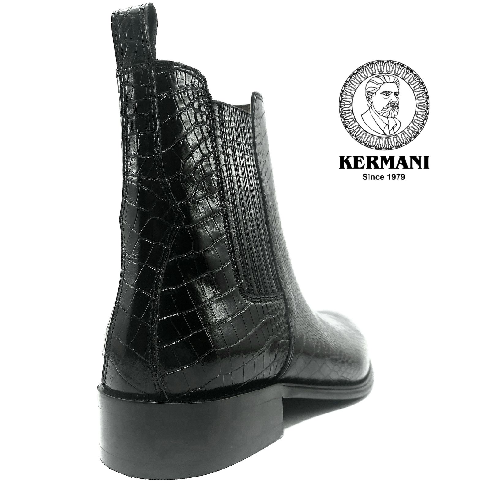 نیم بوت مردانه کرمانی مدل چرم دستدوز طبیعی کروکو کد 626 رنگ مشکی -  - 6