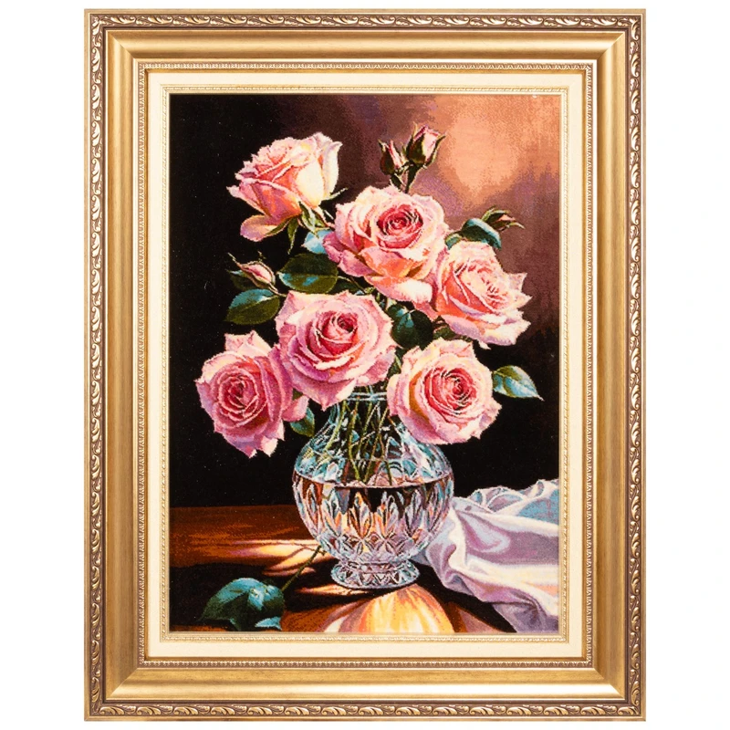 تابلو فرش دستباف سی پرشیا طرح گل در گلدان شیشه ای کد 904208