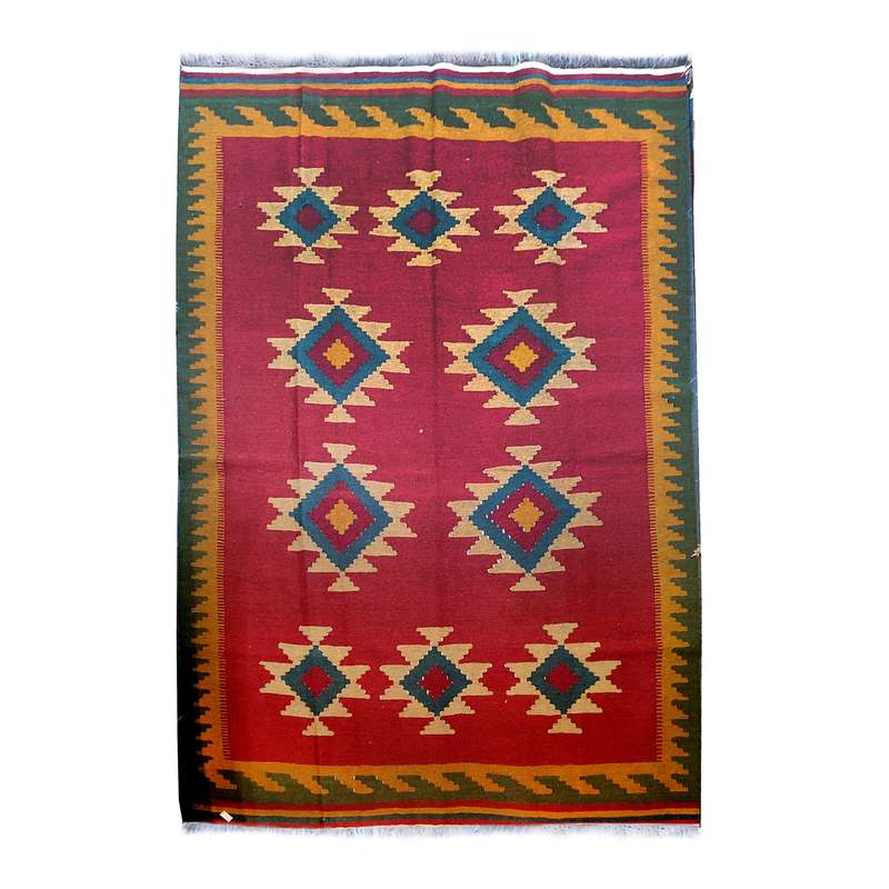 گلیم دستباف چهارونیم متری طرح لوزی مدل AA79