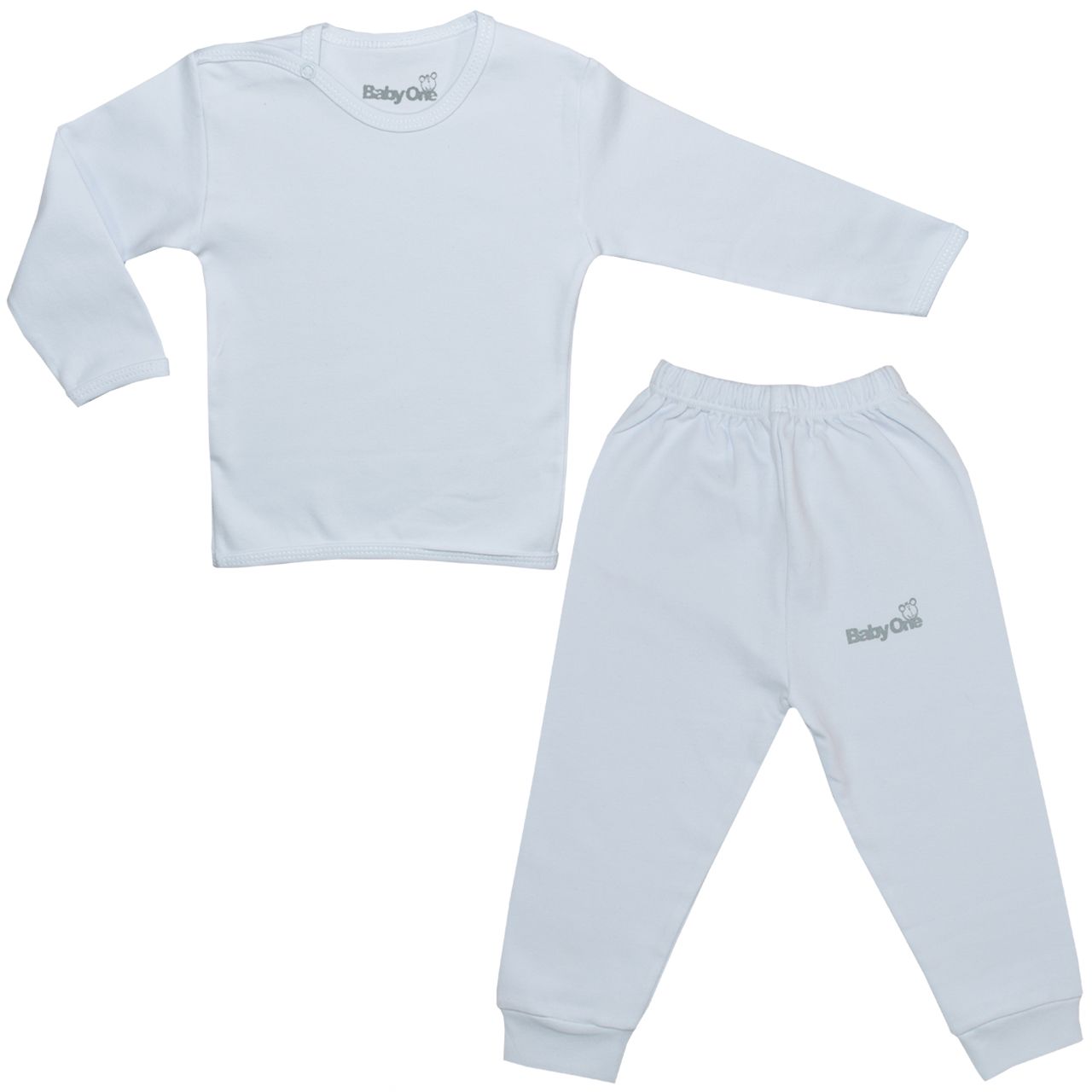 ست تی شرت و شلوار نوزادی بی بی وان مدل سفید برفی کد 1