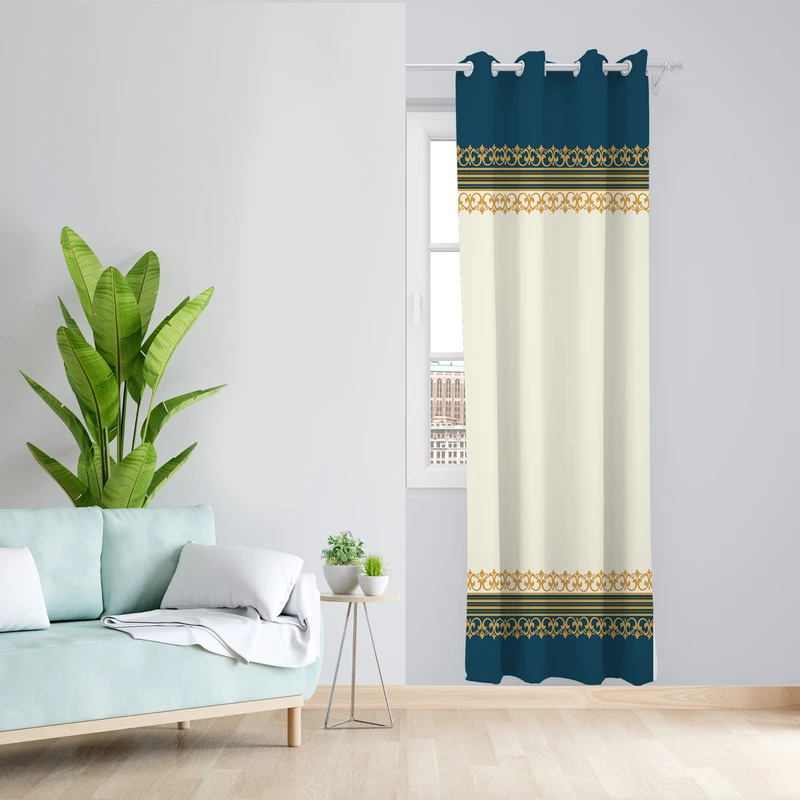 پرده طرح حاشیه دار مدل مخمل پانچی کد 4068 z سایز 140x200 سانتی متر