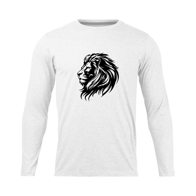 تی شرت آستین بلند مردانه مدل lion_NC1_0383_رنگ سفید