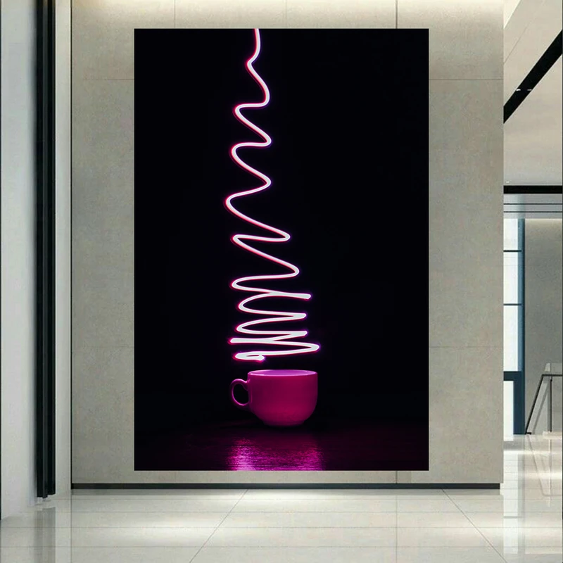 پوستر طرح قهوه مدل لامپ نئونی کد PD1311027