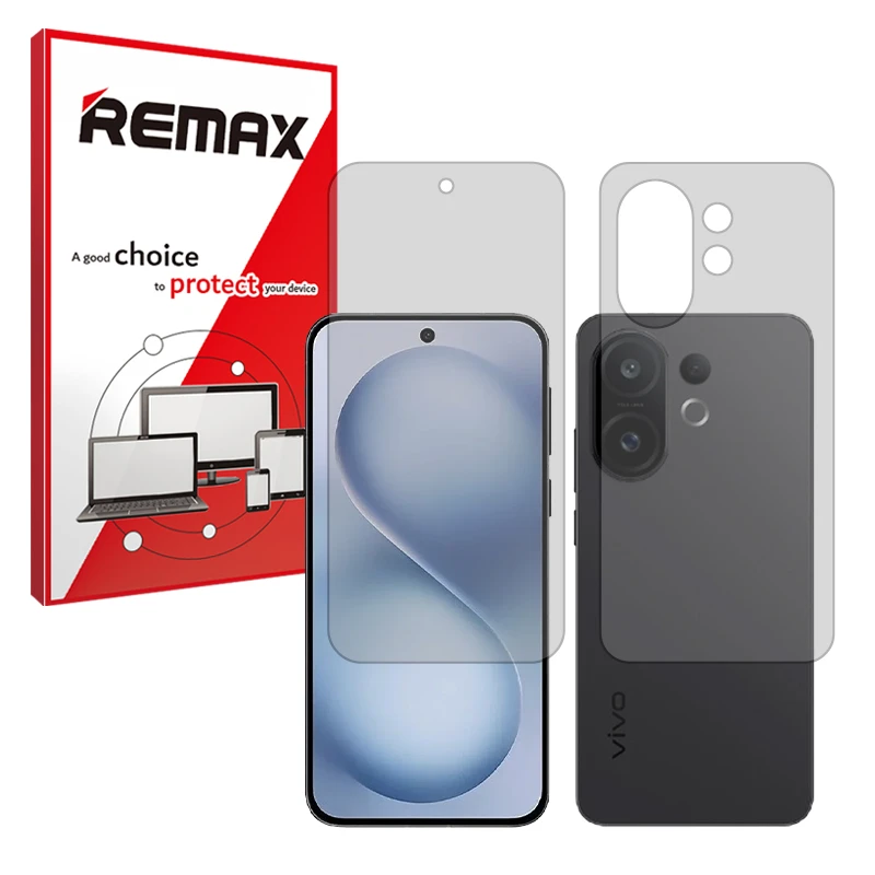 محافظ صفحه نمایش شفاف ریمکس مدل تمام صفحه مناسب برای گوشی موبایل ویوو S30 Pro mini به همراه محافظ پشت گوشی
