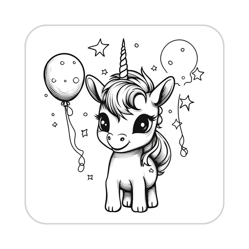 زیر لیوانی کاکتی طرح اسب تک شاخ و یونیکورن مدل mp29404