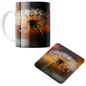 ماگ پاد آفرین مدل قاصدک بارانی کد 01 به همراه زیر لیوانی