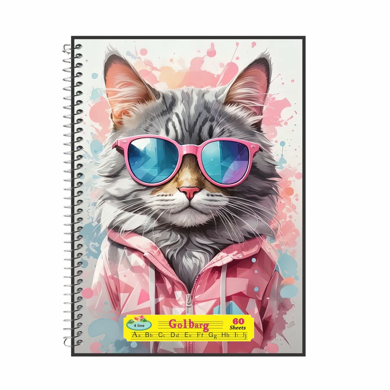 دفتر زبان 60 برگ گلبرگ مدل گربه کد 2537