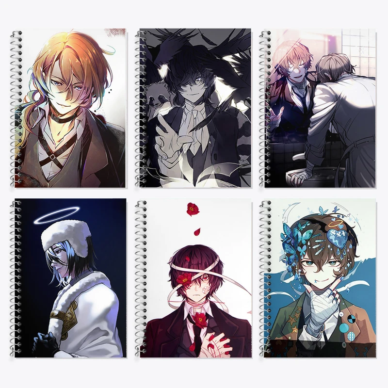 دفتر زبان 50 برگ خندالو مدل دو خط طرح انیمه سگ های ولگرد بانگو کد 637 مجموعه 6 عددی