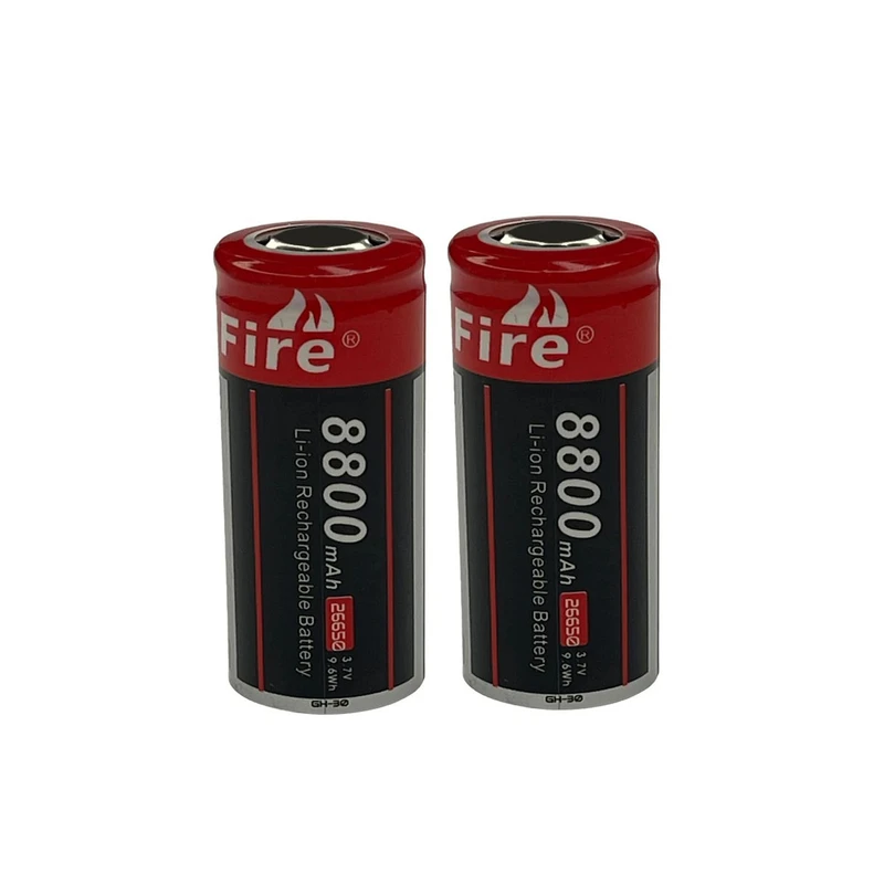 باتری لیتیومی قابل شارژ کولیت فایر مدل 26650 کد 3.7v ظرفیت 8800 میلی‌آمپرساعت بسته 2 عددی