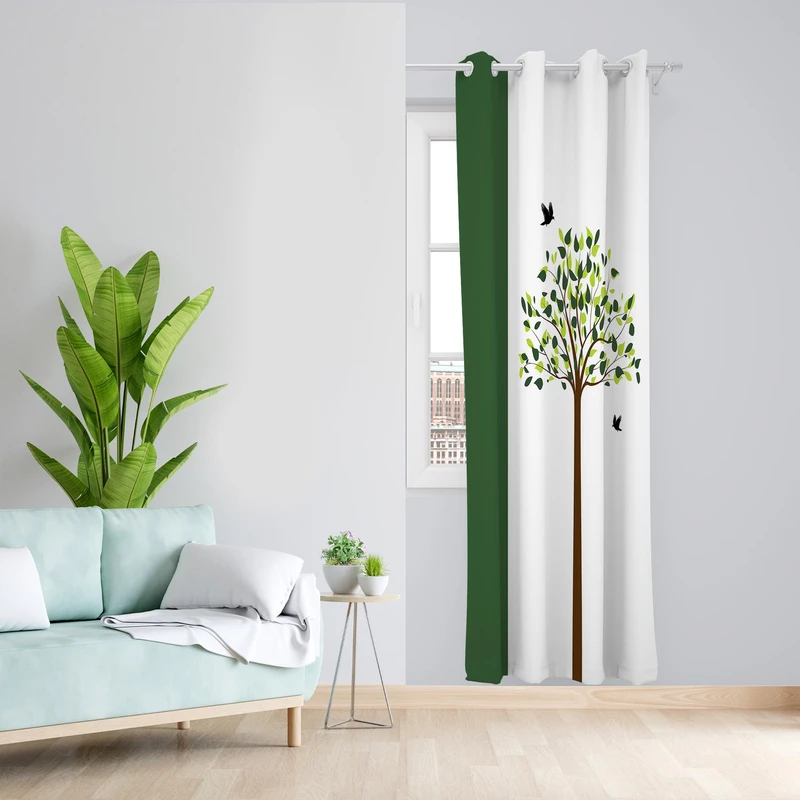 پرده طرح درخت مدل مخمل پانچی کد 1159سایز 140x200 سانتی متر