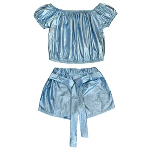 ست نیم تنه و شلوارک دخترانه مدل سلینا