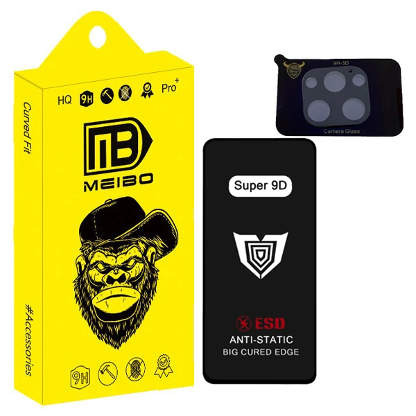 محافظ صفحه نمایش میبو مدل Super 9D Touch مناسب برای گوشی موبایل موبایل اپل Iphone 12 Pro max به همراه محافظ لنز دوربین